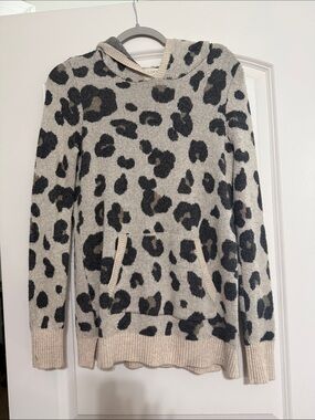 LOFT Leopard Print Hooded Sweater - Beige & Black
